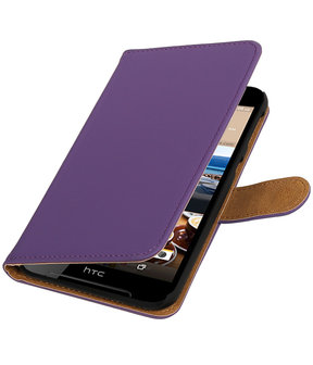 Paars Effen booktype wallet cover hoesje voor HTC Desire 830