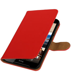 Rood Effen booktype wallet cover hoesje voor HTC Desire 830