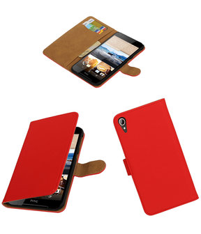 Rood Effen booktype wallet cover hoesje voor HTC Desire 830