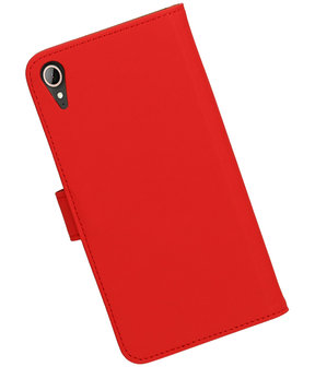 Rood Effen booktype wallet cover hoesje voor HTC Desire 830