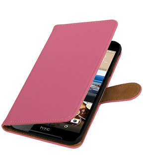 Roze Effen booktype wallet cover hoesje voor HTC Desire 830