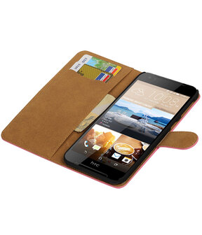 Roze Effen booktype wallet cover hoesje voor HTC Desire 830