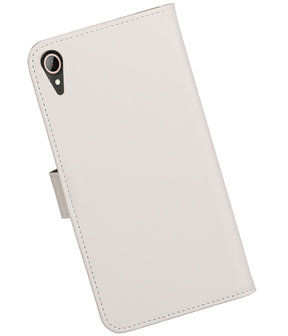 Wit Effen booktype wallet cover hoesje voor HTC Desire 830