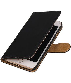 Zwart Effen booktype wallet cover hoesje voor Apple iPhone 7