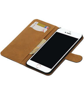 Zwart Effen booktype wallet cover hoesje voor Apple iPhone 7 Plus