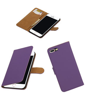 Paars Effen booktype wallet cover hoesje voor Apple iPhone 7 Plus