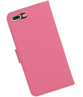 Roze Effen booktype wallet cover hoesje voor Apple iPhone 7 Plus