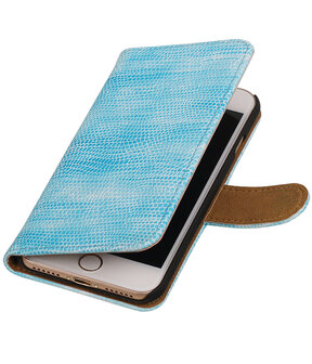 Turquoise Mini Slang booktype wallet cover hoesje voor Apple iPhone 7
