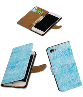 Turquoise Mini Slang booktype wallet cover hoesje voor Apple iPhone 7