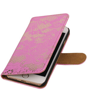 Roze Lace booktype wallet cover hoesje voor Apple iPhone 7