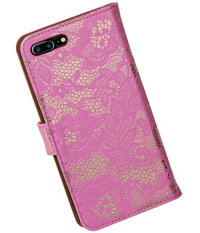 Roze Lace booktype wallet cover hoesje voor Apple iPhone 7 Plus