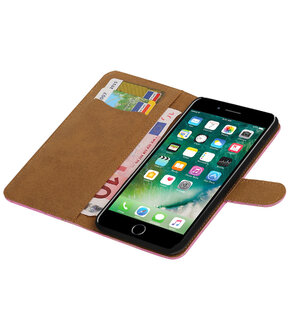 Roze Lace booktype wallet cover hoesje voor Apple iPhone 7 Plus