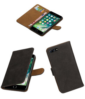Grijs Hout booktype wallet cover hoesje voor Apple iPhone 7 Plus