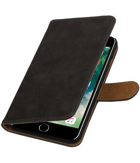 Grijs Hout booktype wallet cover hoesje voor Apple iPhone 7 Plus