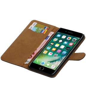 Grijs Hout booktype wallet cover hoesje voor Apple iPhone 7 Plus