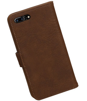 Bruin Hout booktype wallet cover hoesje voor Apple iPhone 7 Plus