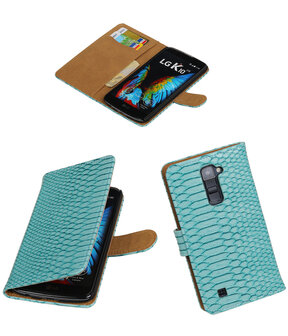 Turquoise Slang booktype wallet cover hoesje voor LG K10