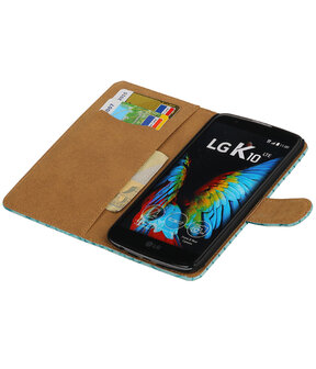 Turquoise Slang booktype wallet cover hoesje voor LG K10