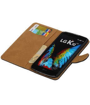 Zwart Slang booktype wallet cover hoesje voor LG K10