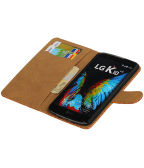 Bruin Slang booktype wallet cover hoesje voor LG K10