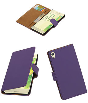 Paars Effen booktype cover hoesje voor Sony Xperia X