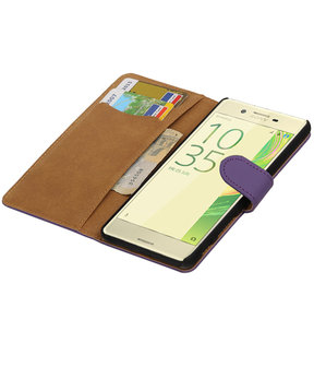 Paars Effen booktype cover hoesje voor Sony Xperia X