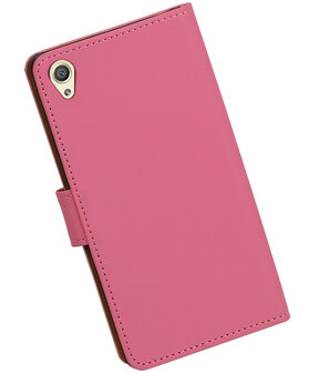 Roze Effen booktype cover hoesje voor Sony Xperia X