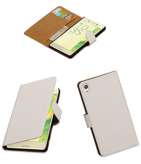 Wit Effen booktype cover hoesje voor Sony Xperia X