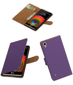 Paars Effen booktype wallet cover hoesje voor LG X Power