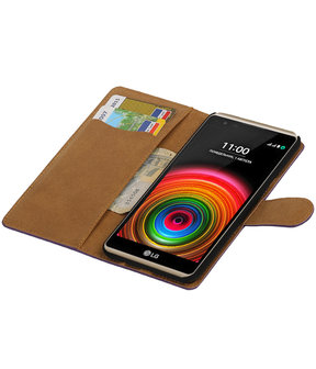 Paars Effen booktype wallet cover hoesje voor LG X Power
