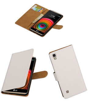 Wit Effen booktype wallet cover hoesje voor LG X Power