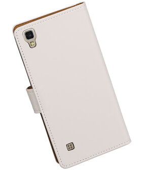 Wit Effen booktype wallet cover hoesje voor LG X Power