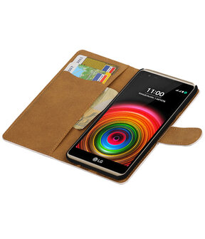 Wit Effen booktype wallet cover hoesje voor LG X Power