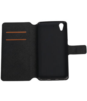 Zwart Huawei Honor Y6 II TPU wallet case booktype hoesje HM Book