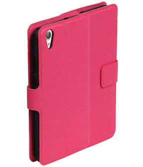 Roze Huawei Honor Y6 II TPU wallet case booktype hoesje HM Book