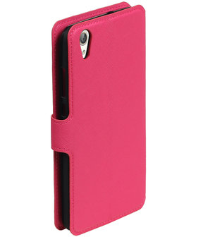 Roze Huawei Honor  Y6 II TPU wallet case booktype hoesje HM Book