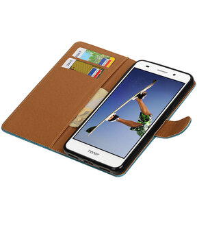 Blauw Pull-Up PU booktype wallet hoesje voor Huawei Honor 5A / Y6 II