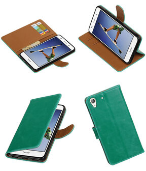 Groen Pull-Up PU booktype wallet hoesje voor Huawei Honor 5A / Y6 II