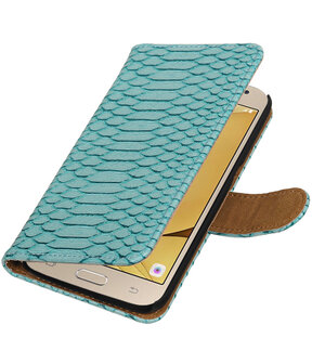 Turquoise Mini Slang booktype wallet cover hoesje voor Samsung Galaxy J2 2016