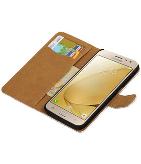 Wit Lace booktype wallet cover hoesje voor Samsung Galaxy J2 2016