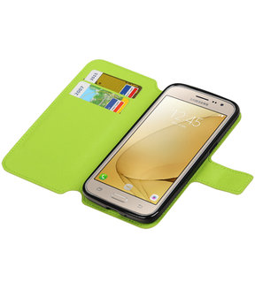 Groen Samsung Galaxy J3 2016 TPU wallet case booktype hoesje HM Book
