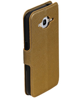 Goud Samsung Galaxy J3 2016 TPU wallet case booktype hoesje HM Book