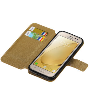 Goud Samsung Galaxy J3 2016 TPU wallet case booktype hoesje HM Book