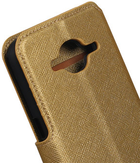 Goud Samsung Galaxy J3 2016 TPU wallet case booktype hoesje HM Book