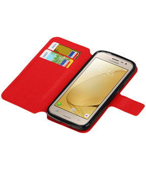 Rood Samsung Galaxy J3 2016 TPU wallet case booktype hoesje HM Book