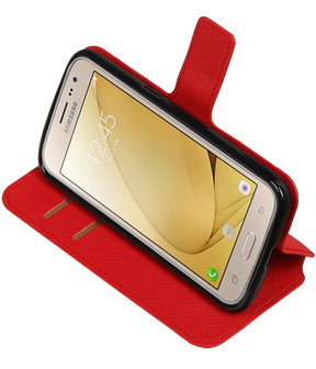 Rood Samsung Galaxy J3 2016 TPU wallet case booktype hoesje HM Book