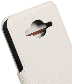 Wit Samsung Galaxy J3 2016 TPU wallet case booktype hoesje HM Book