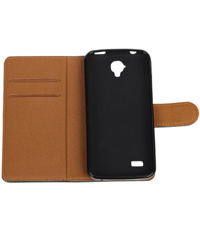 Zwart Pull-Up PU booktype wallet hoesje voor Huawei Y560 / Y5