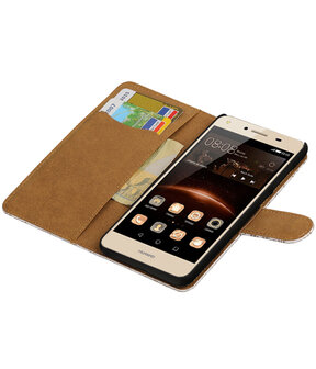 Wit Lace booktype wallet cover hoesje voor Huawei Y5 II