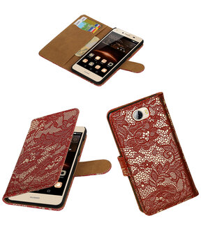 Rood Lace booktype wallet cover hoesje voor Huawei Y5 II